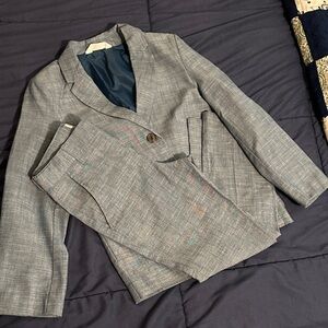 Blue boy’s linen suit jacket and pant set